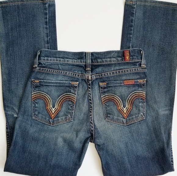 7 For All Mankind Straight Leg Distressed Denim - Picture 2 of 4